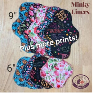 Minky Reusable Cloth Panty Liners (single liner) with Absorbent/Waterproof Zorb backing for Periods, Sweat, Discharge, & Bladder Leaks