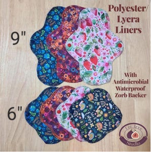 Polyester/Lycra Reusable Cloth Panty Liners (single liner) Waterproof Zorb backing for Periods, Sweat, Discharge, & Bladder Leaks