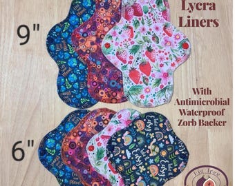 Polyester/Lycra Reusable Cloth Panty Liners (single liner) Waterproof Zorb backing for Periods, Sweat, Discharge, & Bladder Leaks
