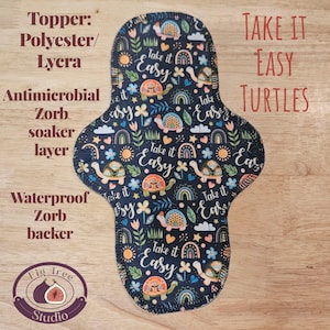 Polyester/Lycra Reusable Cloth Pad (single pad) with anti-microbial Zorb liner/waterproof backing for Periods/Bladder Leaks