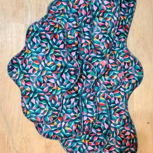 Minky &quot;Teal Kaleidoscope&quot; Reusable Cloth Pad (single pad) w/ anti-microbial Zorb liner/waterproof backing for Periods/Light Bladder Leaks.