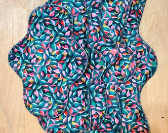 Minky &quot;Teal Kaleidoscope&quot; Reusable Cloth Pad (single pad) w/ anti-microbial Zorb liner/waterproof backing for Periods/Light Bladder Leaks.