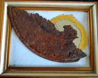 Walpurgis Night – collage rust, mirror, gold leaf