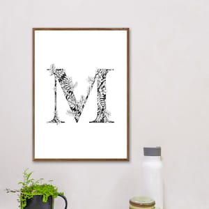 letter M, letter print  - alphabet - house print- living room print - typography print - type print