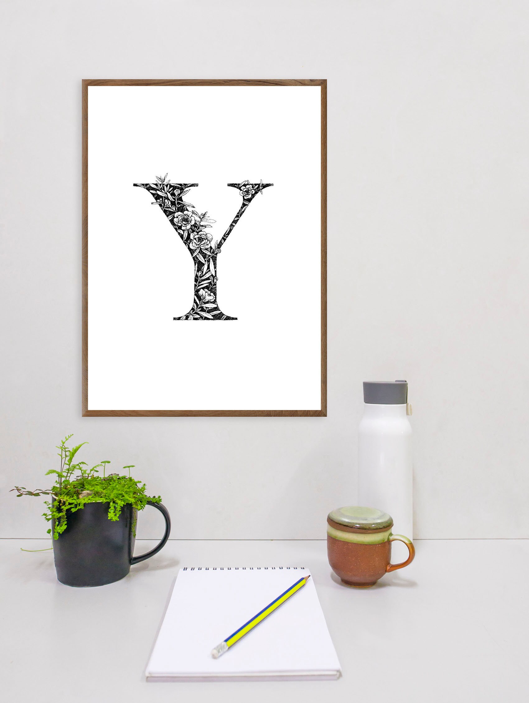 Letter Y Monogram, Printable Letter Y, Nursery Wall Art Print, Print Letter Y Initial Alphabet ...
