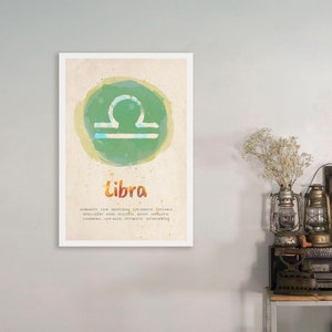 Libra Print, Zodiac Art, Personalised Best Friend Gift Libra Poster Libra birthday gift printable Libra Sign Digital download JPG