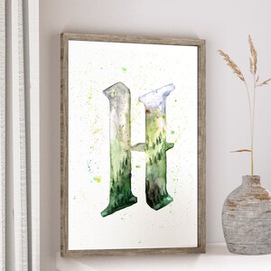 LETTER C WATERCOLOR, christmas letter print, alphabet printable, house print, home decor, typography print, watercolor poster gift