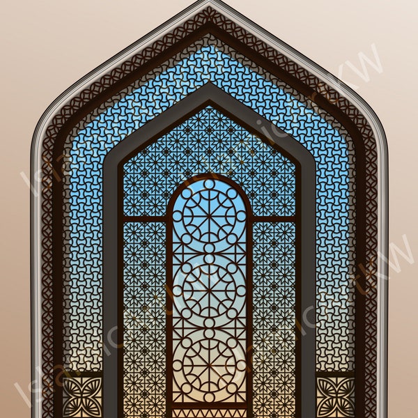 Islamic decorated door vector design, islamic art, islamic geometry, arabic art