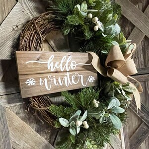 Lambs Ear Winter Wreath, Burlap Bow, Farmhouse Rustic Decor image 4