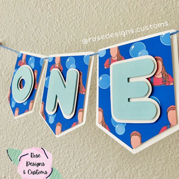 Ms. Rachel High Chair Banner | Ms. Rachel Icky Sticky Bubblegum Birthday Theme Party Banner | Ms. Rachel Blue Boy Party Theme Decor Supplies