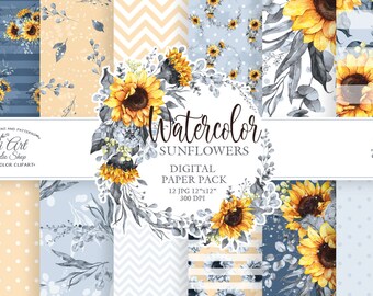 Download Sunflower Digital Paper Etsy