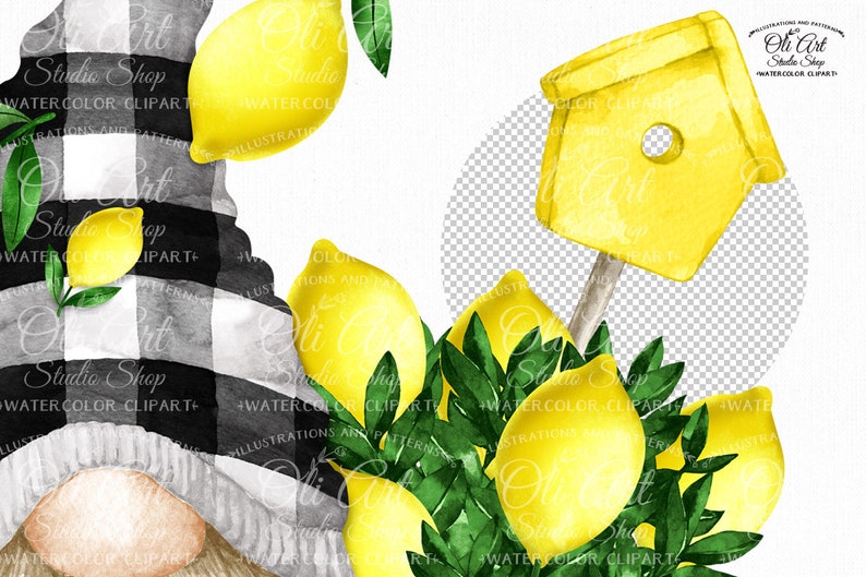 digital design Lemon gnome truck PNG format digital graphics hand-painted clipart instant digital download