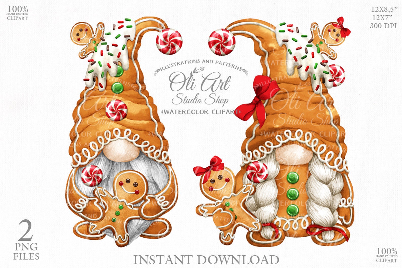 Christmas gingerbread gnomes digital clipart gingerbread man  etsy