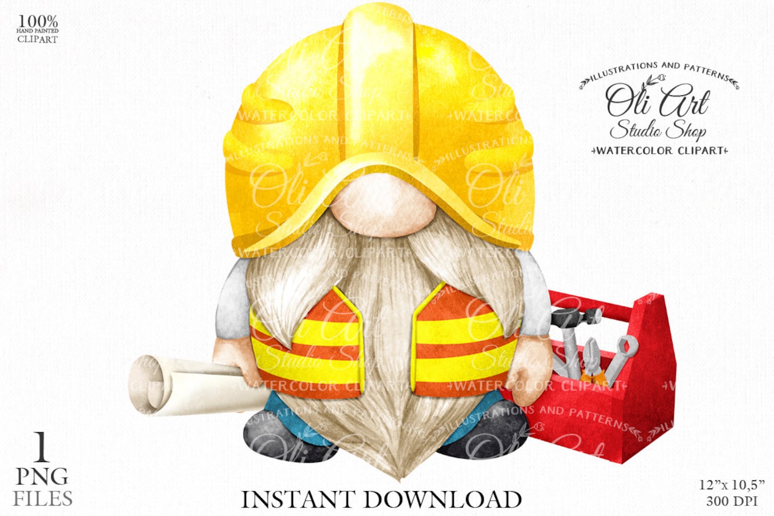 Builder gnome clip art png tool box job and profession Etsy