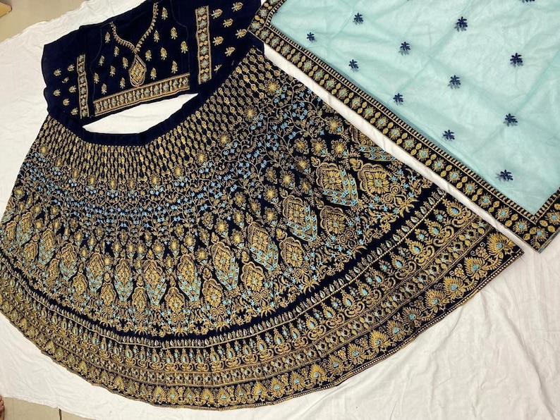 Velvet Lehenga Choli With Net Dupatta Designer Lengha Party Wear Dress Pakistani Lehenga Indian Wedding Dress Made To Measure Lengha Blouse
