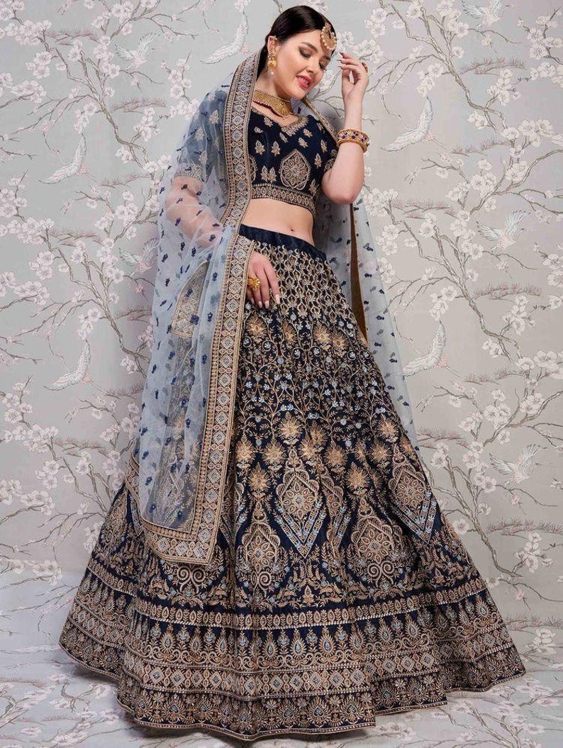 Velvet Lehenga Choli With Net Dupatta Designer Lengha Party Wear Dress Pakistani Lehenga Indian Wedding Dress Made To Measure Lengha Blouse