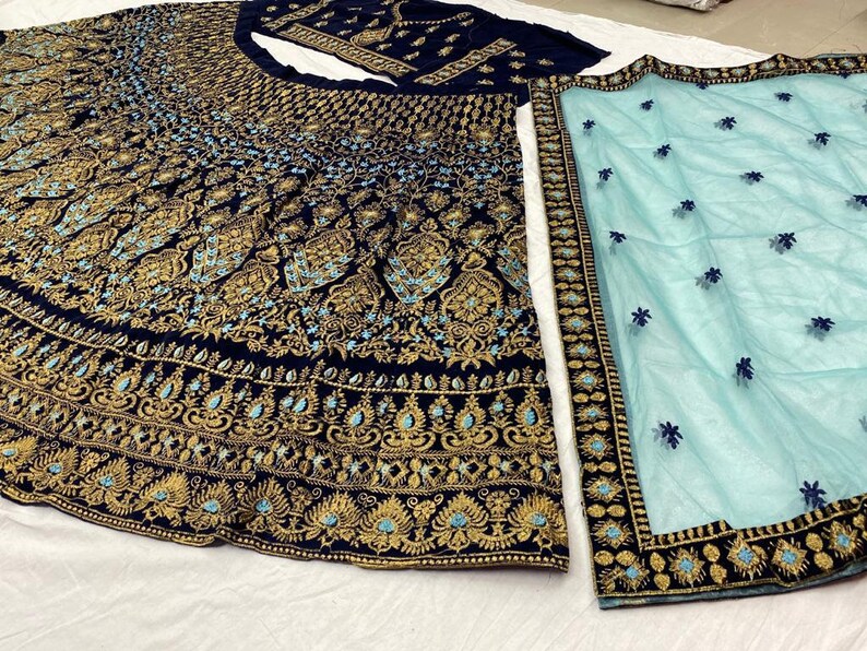 Velvet Lehenga Choli With Net Dupatta Designer Lengha Party Wear Dress Pakistani Lehenga Indian Wedding Dress Made To Measure Lengha Blouse