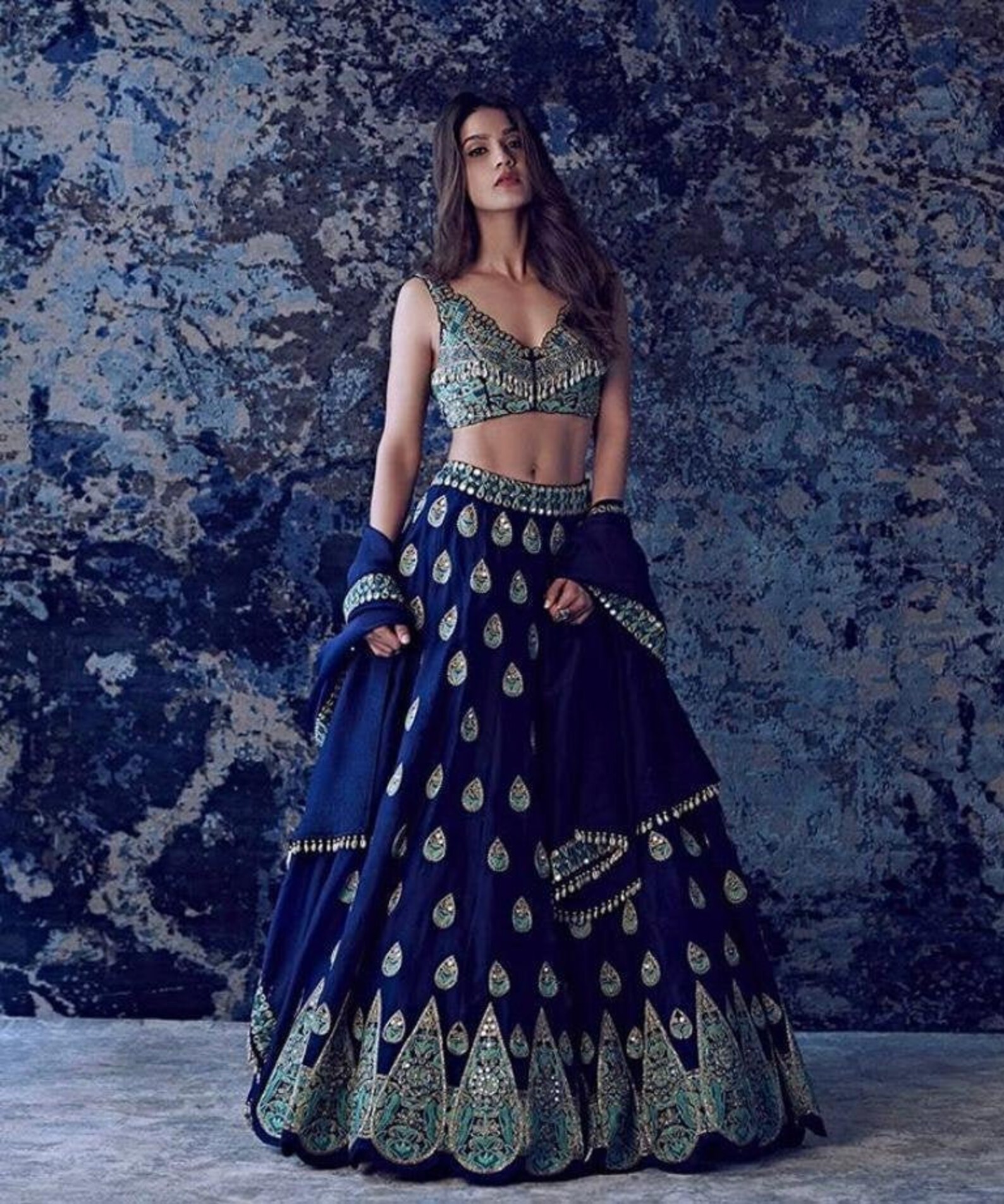 Blue Lehenga Choli avec Dupatta Party Wear Lehenga Robe de Etsy