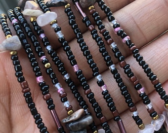 Rhodonite & Rose Quartz Waist Beads - Tie On or Clasp