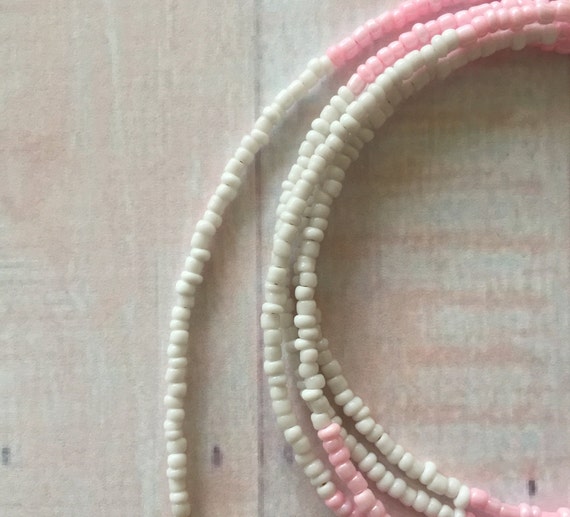 White And Pink Waist Beads Tie On Waist Beads Waist Beads For Weight Loss African Waist Beads Belly Beads
