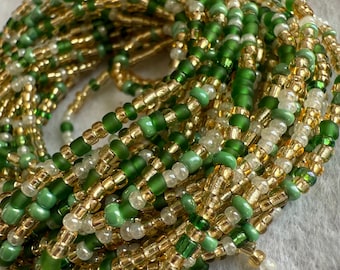 African Waist Beads with Clasp: Glass Beads, Body Jewellery for Weight Tracking