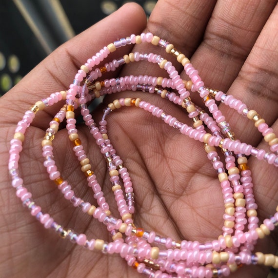 Pink Waist Beads Tie on Waist Beads Waist Beads for Weight Etsy