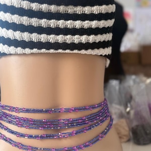Blue African Waist Beads: Beaded Body Jewellery for Weight Management
