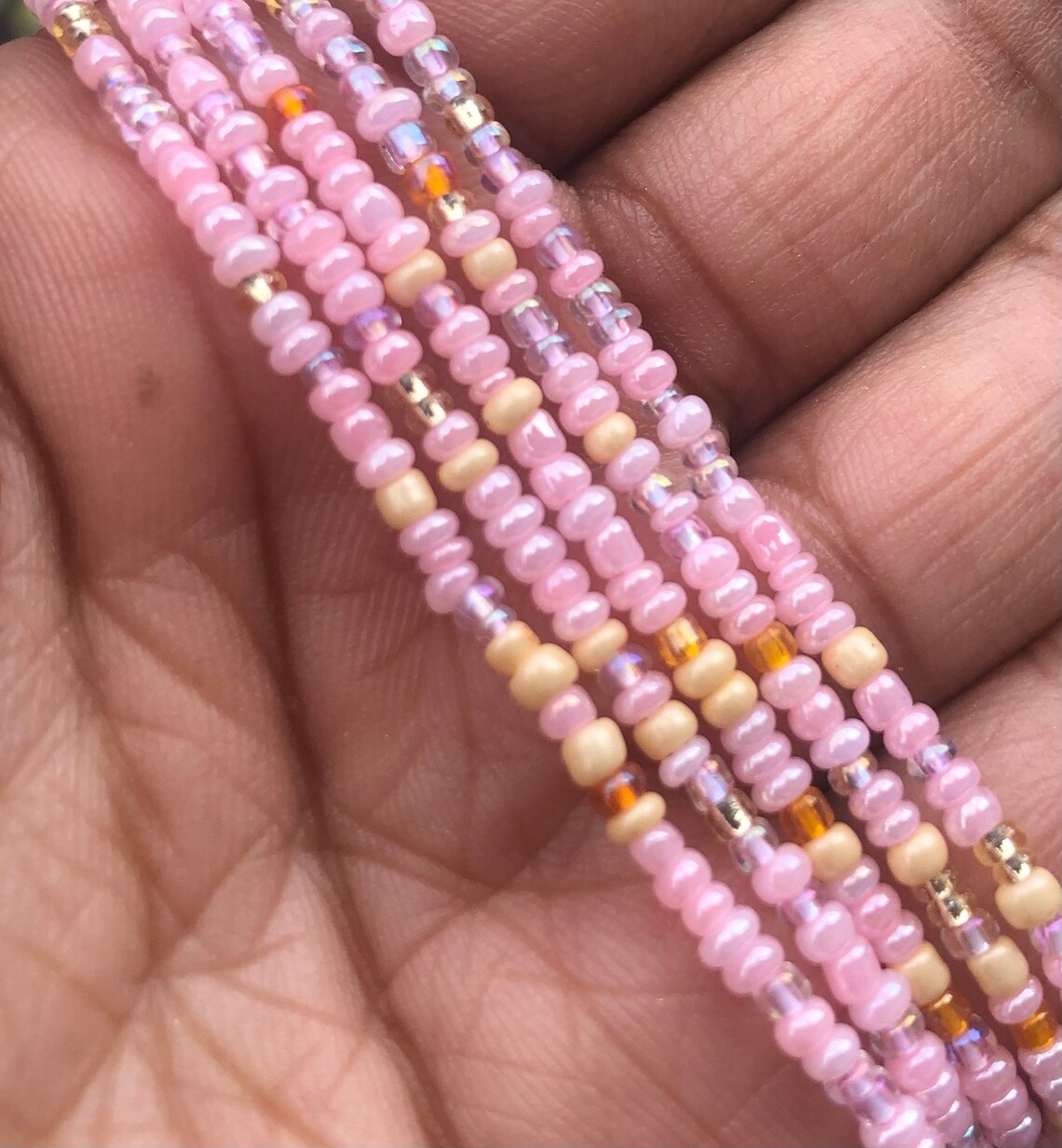 Pink Waist Beads Tie on Waist Beads Waist Beads for Weight Etsy