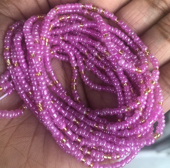 Pink Gold Waist Beads Tie On Waist Beads Waist Beads For Weight Loss African Waist Beads Belly Beads