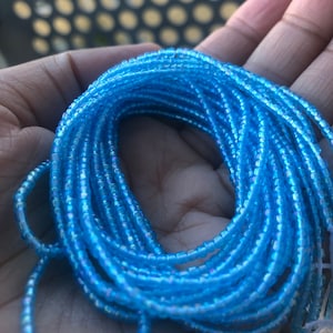 African Waist Beads: Blue Tie-On & Clasp Belly Chain for Weight Loss