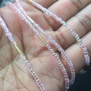 African Waist Beads: Translucent Pink Tie-On Belly Chain