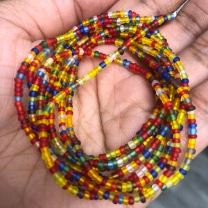 Frosted Multi Colour Tie On Waist Beads: Handmade Belly Beads
