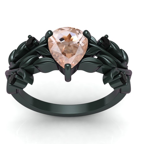 Morganite engagement ring 14K rose gold engagement ring Vintage pear shaped shops diamond ring unique bridal anniversary Gift ring for women