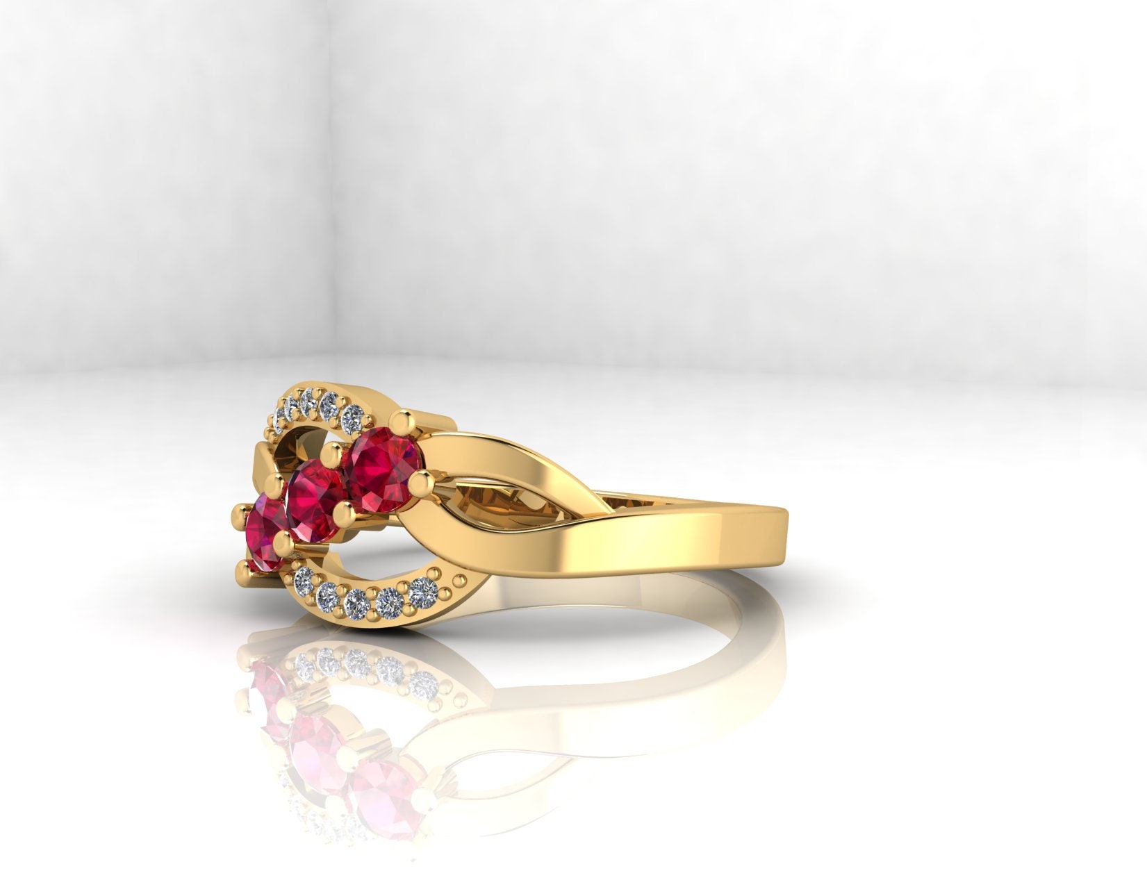 14k Yellow Gold Ruby Ring Ruby Rings for Women Diamond Ring | Etsy