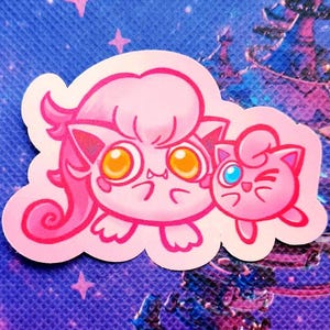 Jigglypuff and Scream Tail waterproof Vinyl Matte sticker for scrapbooking, journaling, owala, laptop