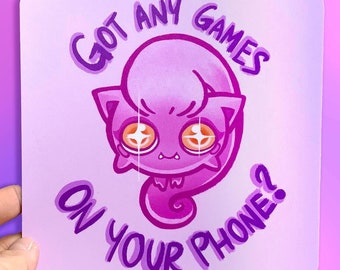 Scream Tail Got Any Games Print - Good for gift, Holidays, Greeting Postcard, mail letter, Wall Display Artwork