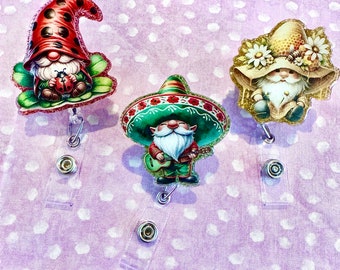 Summer Gnome Alligator Swivel Badge Reel: Interchangeable Topper