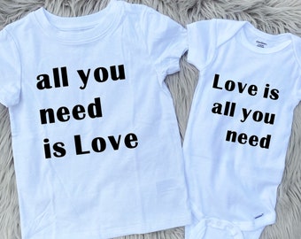 All You Need is Love/Love is All You Need Big Bro/Little Sis/Baby Tee and Bodysuit