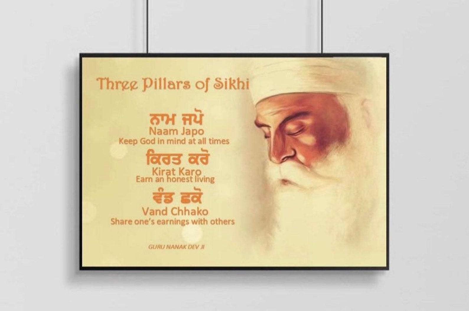 A3 DIGITAL PRINT Sikh Frame Guru Nanak Dev Ji 3 pillars Etsy
