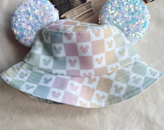 Checkered Rainbow Bucket Hat