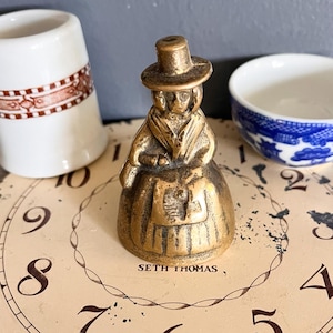 Vintage Brass Victorian Lady, Bell, Colonial Woman Brass Bell