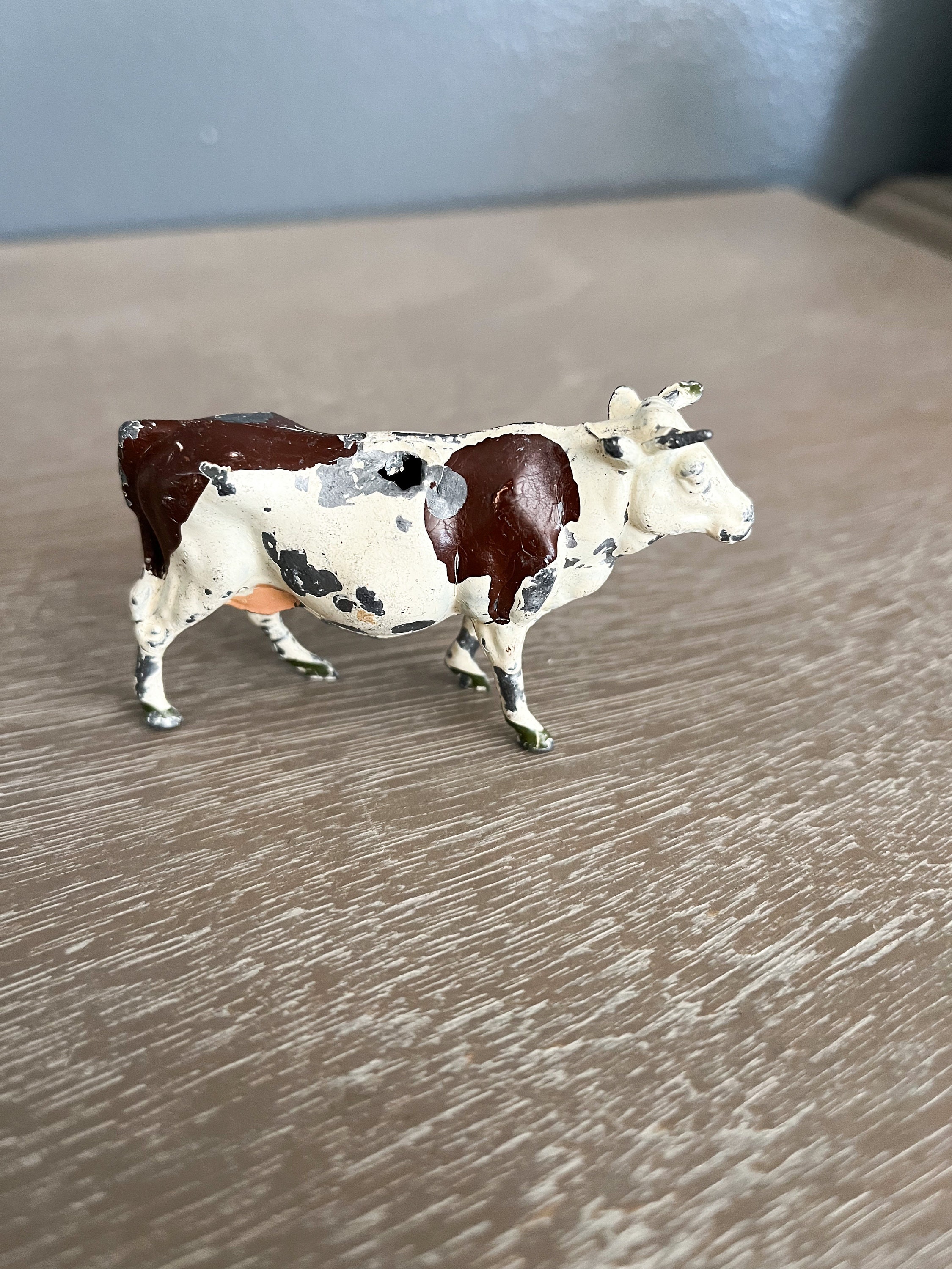 Vintage Lead Cows, Mid 20th Century Farmyard Figurines, Made in England
