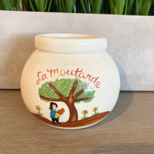 Vintage Ceramic La Moutarde Mustard Jar, Jam Jar, Gallery Originals