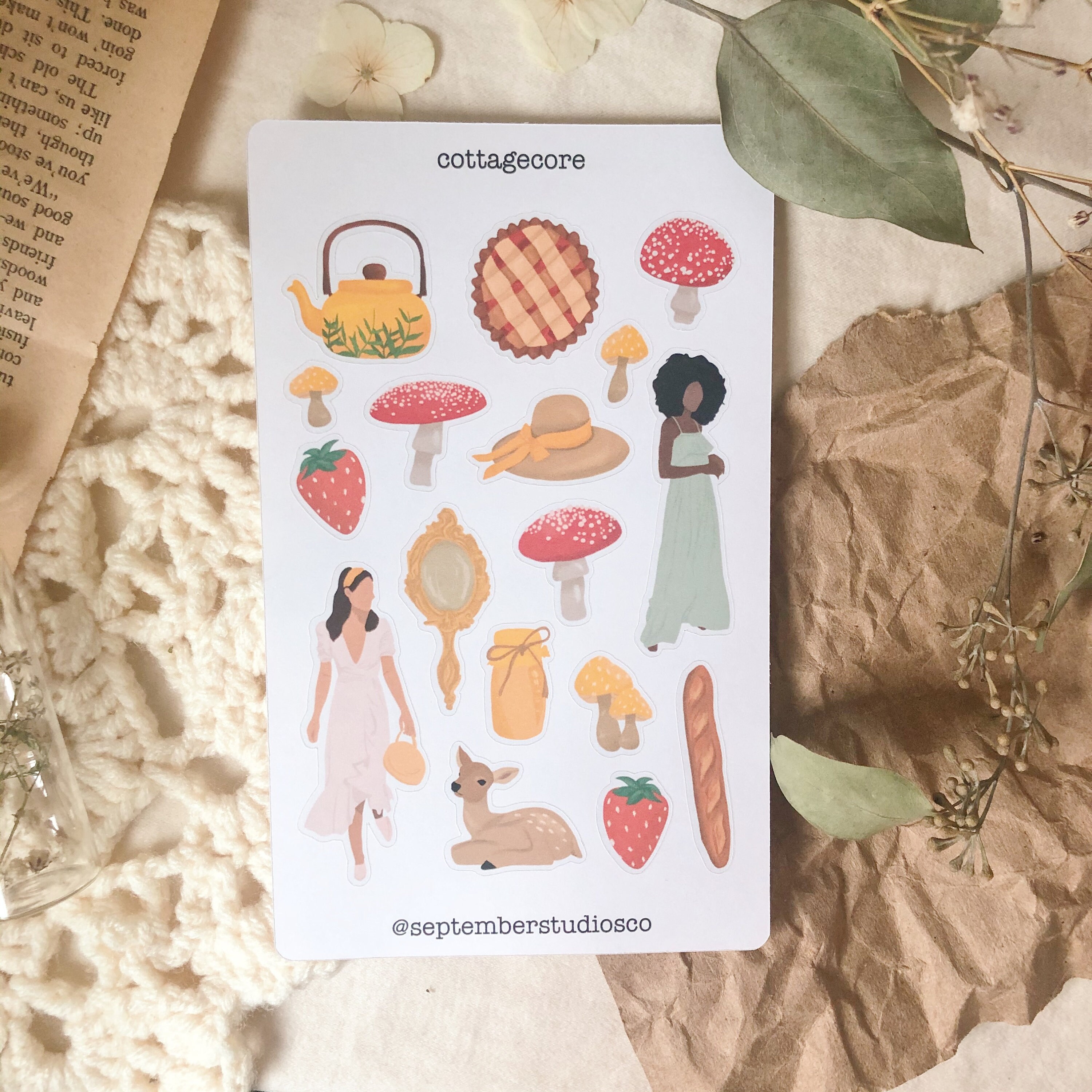 Cottagecore Stickers Sticker Sheet Aesthetic Stickers Etsy