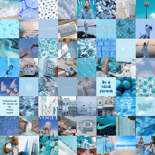 Pale Blue Photo Wall Collage Kit Blue Aesthetic Baby Blue - Etsy