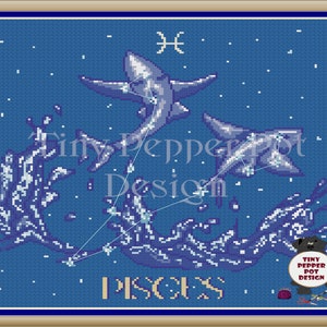 Pisces Astrological Horoscope Sign Cross Stitch Pattern