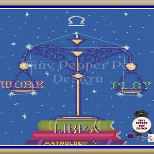 Libra Horoscope Astrological Sign cross stitch pattern