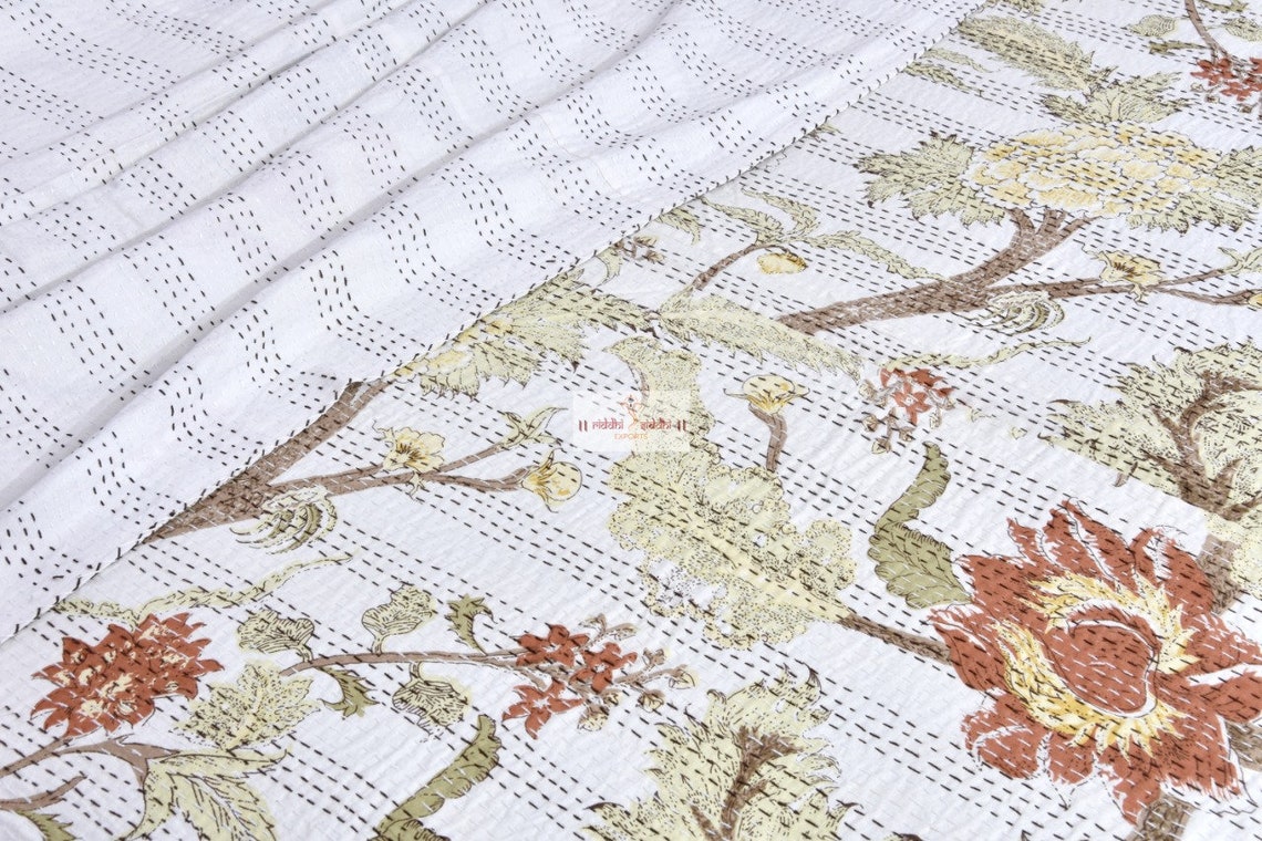 Indian handmade Throw BlanketKing Cotton Kantha Etsy