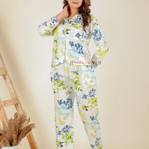 Cute pyjama set for girls pure cotton pj set women comfortable loungewear nightwear bridesmaid floral gift for her