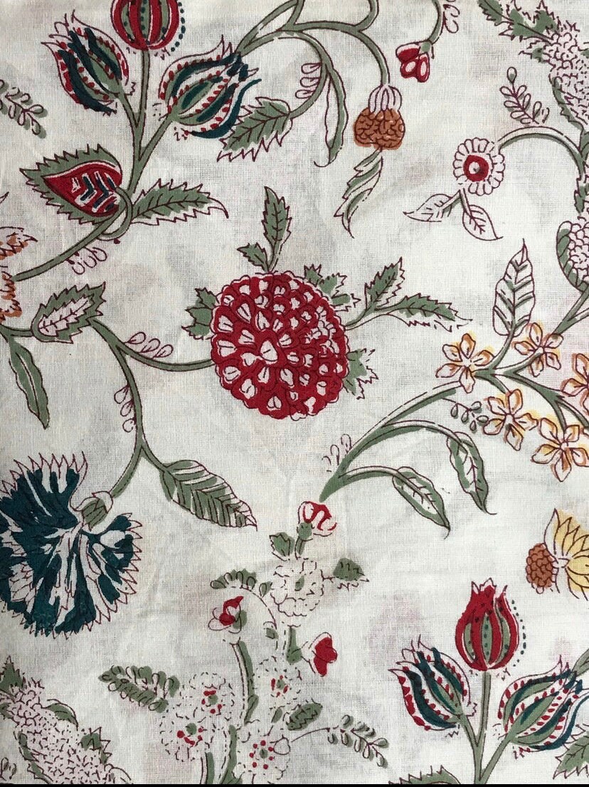 Pure 100% cotton fabric digital printed Floral Fabric Fabric By The Yard Beautiful Hand Block Printed Cotton Fabric Fable Floral